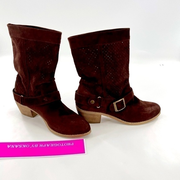 CHINESE LAUNDRY TEE JAI Brown Suede Leather Boots size 7.5 M - Picture 3 of 12